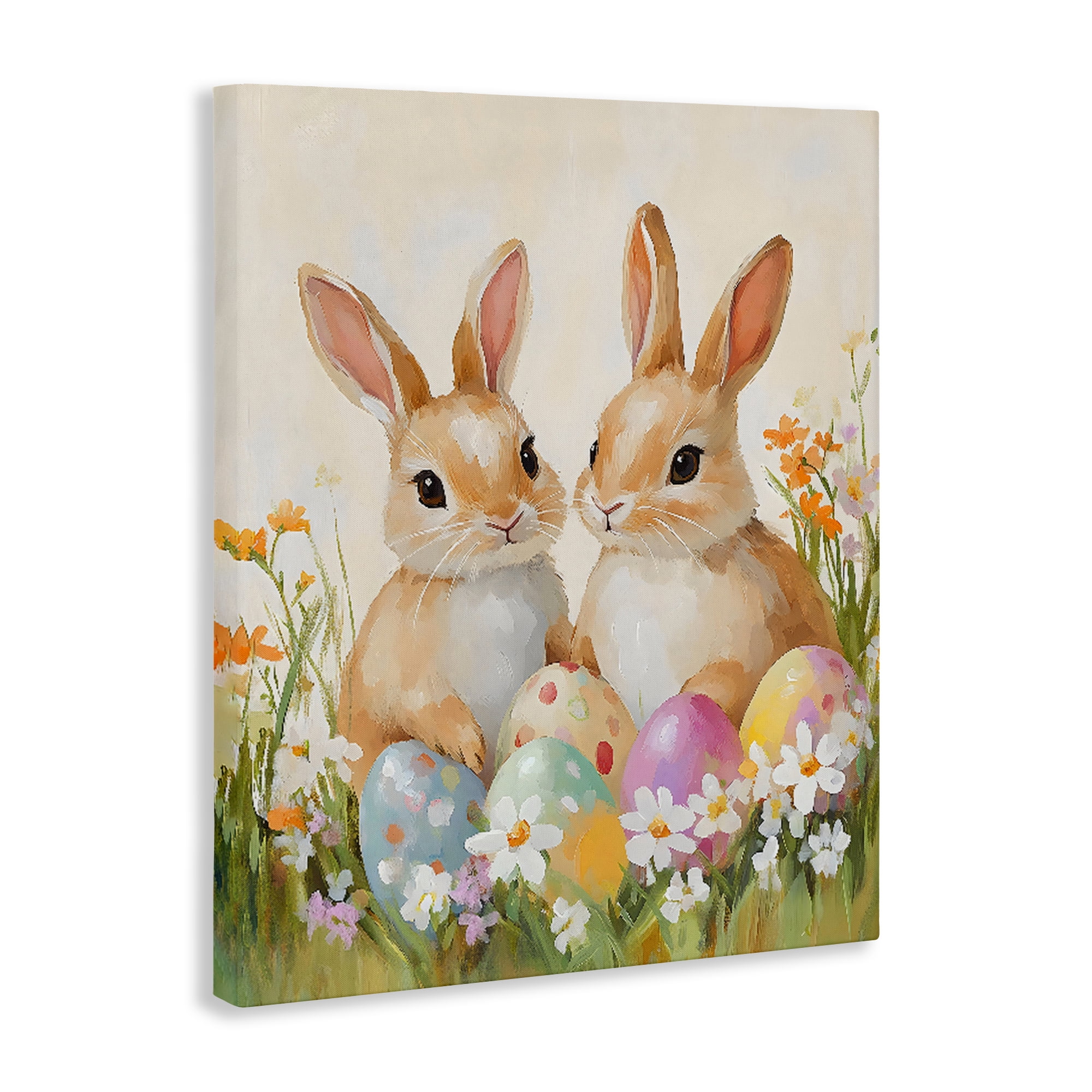Stupell Industries Bunnies with Painted Easter Eggs Canvas Wall Art, design by The Prints Vibe