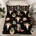thumbnail image 2 of Feelyou Tribal Western Boot Twin Sheet Sets for Kids, Rustic Gothic Sheep Skull Twin Fitted Sheet, Cactus Botanical Flat Sheet, Breathable Home Decor, 3-Piece, 2 of 7