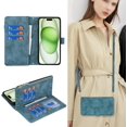 thumbnail image 2 of Fit for iPhone 15 Plus (5G 2023) Wallet Case for Women & Men with Strap,iPhone 15 Plus Crossbody Phone Case with Card Holder,Shoulder Lanyard,[9 Card Slots] Zipper PU Leather Case 6.7",Blue, 2 of 7