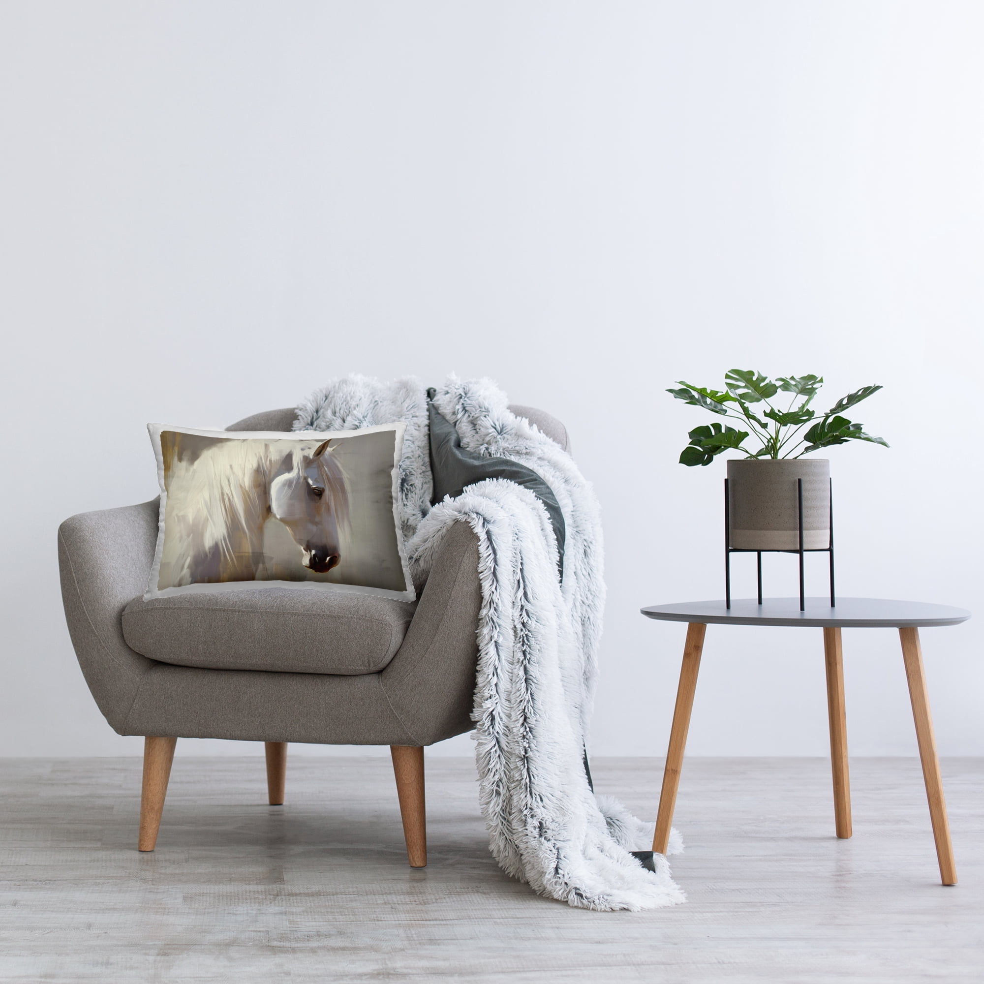 Stupell Industries White Moon Horse Decorative Printed Throw Pillow, design by Svetlana Aleynikova