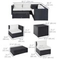 thumbnail image 2 of Outsunny 6 Pieces Patio Furniture Set with Cushion, Outdoor PE Rattan Wicker Sectional Conversation Furniture Sofa with Storage Table and Coffee Table, Beige, 2 of 7