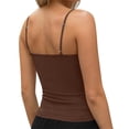 thumbnail image 4 of Htigea Womens Spaghetti Straps Tank Tops Summer Sleeveless Camisole Solid Color Slim Going Out Tanks Brown XL, 4 of 5
