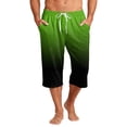 thumbnail image 2 of JoveMarine Men's Gradient Print Hawaiian Shorts with Drawstring, 7/8 Length Casual Shorts for Spring and Fall, Lightweight Beach Style Army Green L, 2 of 9