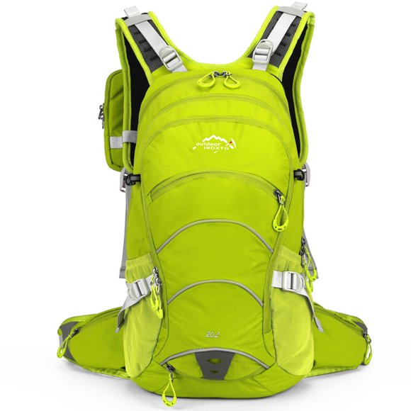 OUTDOOR INOXTD Sac à Dos Léger de 20L pour Randonnée, Cyclisme et Voyage - Design Respirant avec Multiples Poches, Compartiment pour Vessie d'Eau et Bandes Réfléchissantes (Vert)