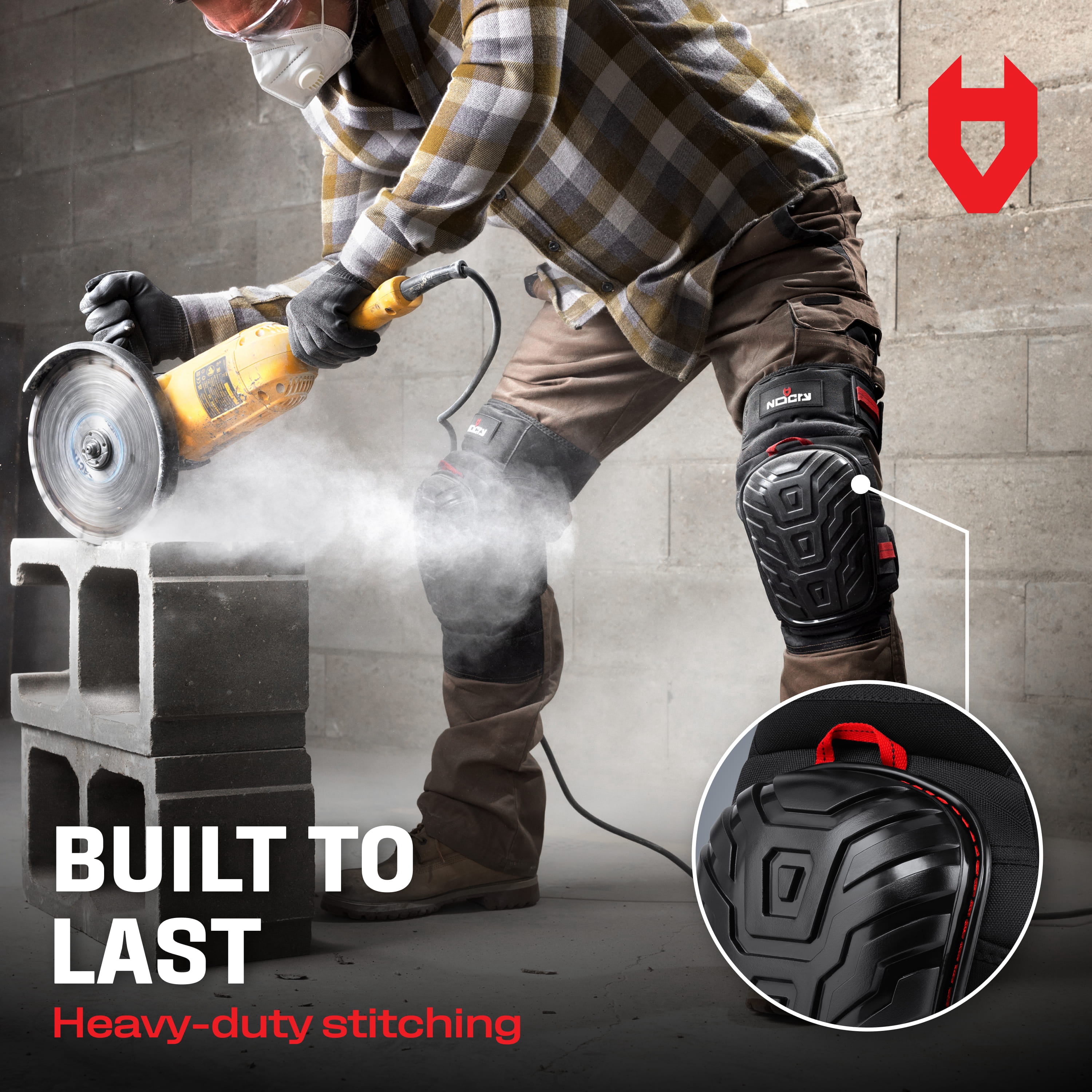 NoCry Professional Knee Pads for Work for Men — Adjustable Thigh and Shin Straps, Heavy-Duty Shell, and Thick Foam & Gel Cushioning — Ideal for Construction and Gardening