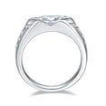 thumbnail image 3 of East West Diamond Ring, Half Bezel Set Diamond Engagement Ring, Solitaire With Accents Diamond Ring, Unisex Wedding Ring, 2.3 Ct Marquise Cut Simulated Diamond, 925 Sterling Silver, 3 of 3