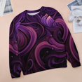 thumbnail image 6 of Simple Purple Ripple Women's Floral Printed Sweatshirt Long Sleeve Crewneck Casual Loose Vintage Graphic Pullover Tops, 6 of 7