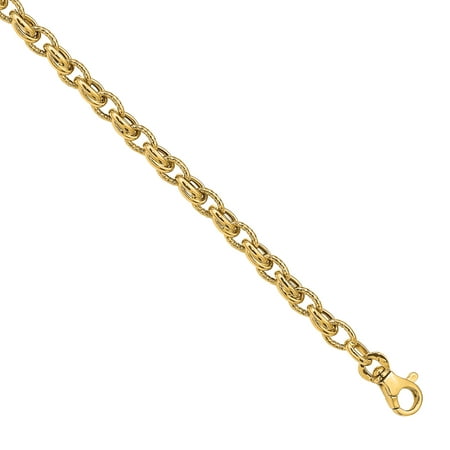 Primal Gold 14 Karat Yellow Gold 7.5 Inch Polished Fancy Link Bracelet