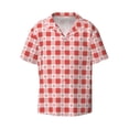 thumbnail image 2 of Lsque Checkered Christmas With Snowflakes print Men's Cuban Collar Short Sleeve Shirt Summer Beachwear Casual Button Down Fashionable Vacation Leisure Shirt-Small, 2 of 7