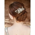 thumbnail image 3 of Wedding Hair Comb Flower Hair Accessory for Brides Bridal Hair Piece for Women Wedding Hair Clip for Brides (Silver), 3 of 4