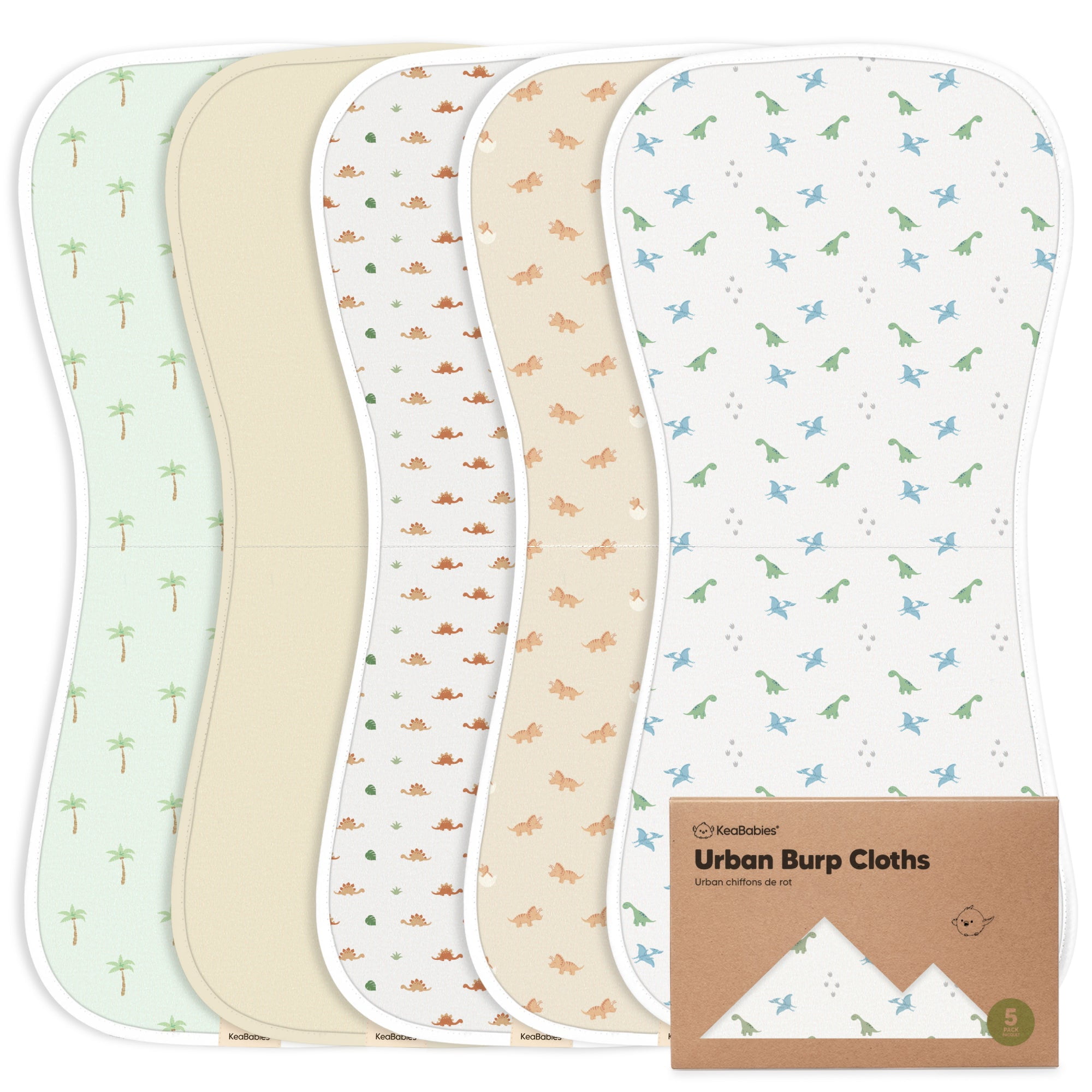 KeaBabies 5Pack Organic Burp Cloths for Baby Boys and Girls
