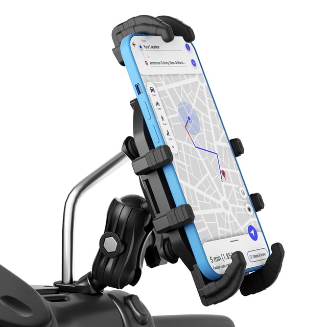 Scooter Phone Clip Motorcycle Supporter S para teléfonos inteligentes 4.7-7.1 pulgadas negras
