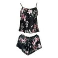 thumbnail image 4 of Tisuna 2 Pieces Sleep Outfits For Women Floral Print Sleeveless Suspender Vest And Shorts Pajama Set Cool Comfortable Women Home Loungewear Black Size Xl, 4 of 4