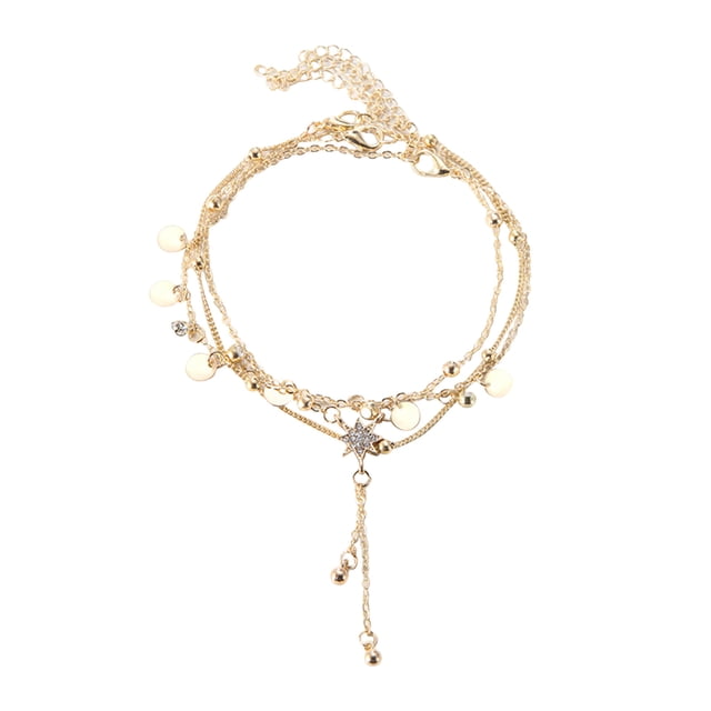 Fiudx Tobillera Multicapa con Diseño de Discoteca para Mujer, Ideal para Playa y Verano.