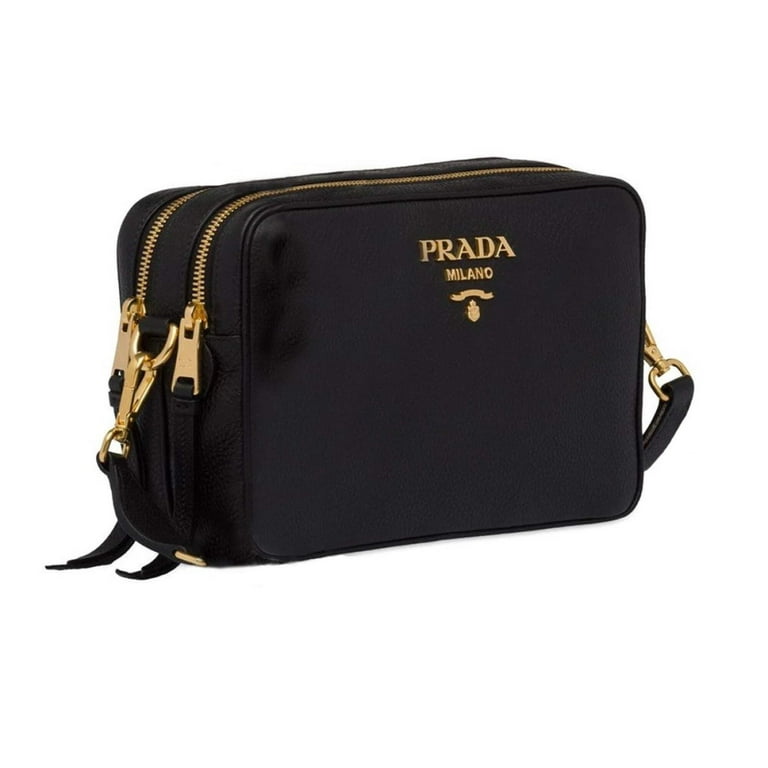 New Prada Black Vitello Phenix Leather Double Zip Cross Body New Prada Black Vitello Phenix Leather Double Zip Cross Body