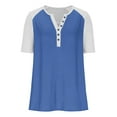 thumbnail image 6 of WMTBSRSW Womens V Neck Basic Tops Color Block Tunic T Shirts Summer Short Sleeve Casual Regular and Plus Size Tees Lightweight Henley Shirts Blue XXXXXL, 6 of 8