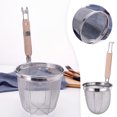 thumbnail image 1 of Stainless Steel Strainer With Wooden Handle Fine Mesh Food Strainer For Pasta And Ravioli Snappy Kitchen Hanging Strainer 1 1/2 Large Strainer Flat Mesh Strainer Kitchen Kitchen Gadgets under 30 Beard, 1 of 3