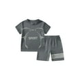 thumbnail image 6 of Fdqin Boys Shorts Sets 6Pcs Quick Drying Sports Short Sleeve T-Shirt and Active Shorts Summer Outfits for Kids White Blue Grey 4-5 Years, 6 of 8