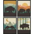 thumbnail image 3 of PixonSign Framed Wall Art, Country Farmhouse Vibrant Bison Posters, Set of 4 Silhouette Animals Black Silhouette Wall Decor Prints, Nature Wall Décor for Living Room, Bedroom - 11"x14" Black, 3 of 5