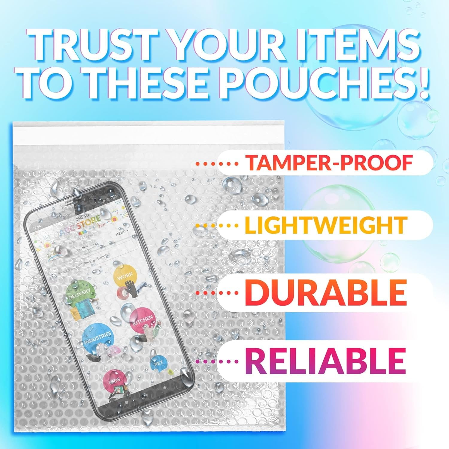 10 Pack Clear Bubble Wrap Bags 12" x 11.5" Self-Sealing Bubble Wrap Pouches
