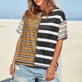 thumbnail image 6 of kaondbfi Womens Summer Striped Shirts Casual Color Block Short Sleeve Tops Loose Fit Crew Neck Tees Womens Essentials Fashion Clothing, 6 of 8