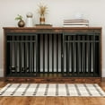 thumbnail image 2 of Uforic Large Dog Crate Furniture with 2 Dog Bowls, 55.1 Inch Heavy Duty Wooden TV Stand, Metal Dog Kennel, Rustic Brown, 2 of 9