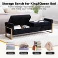 thumbnail image 4 of BaseBeauty 67" Storage Bench for Bedroom, End of Bed Bench with Double Lids, Black Bench for Bedroom with Golden Legs, Velvet Black, 4 of 9