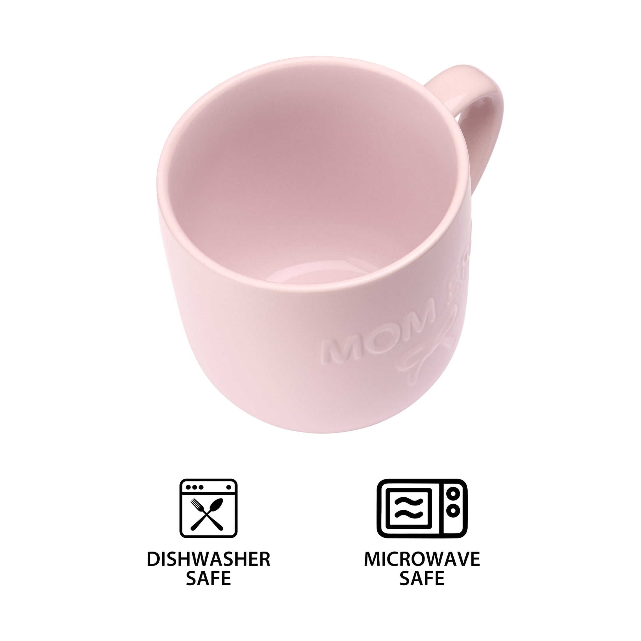 Mainstays 16.9-oz Pink Embossed Mom Era & Bow Glazed Ceramic Mug