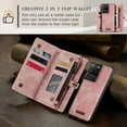 thumbnail image 4 of For Samsung Galaxy S20 Ultra Wallet Case,Multi-Functional Retro Leather Purse Flip Cover Zipper Wallet Case with Removable Card Slots Pocket & Detachable Wrist Strap Magnetic Phone Case, Pink, 4 of 9