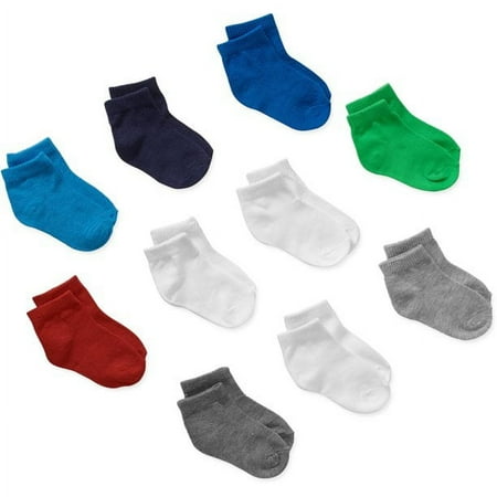 Hanes Infant/Toddler Boys' Ankle Socks, Gripper Foot Bottoms, 10-Pairs