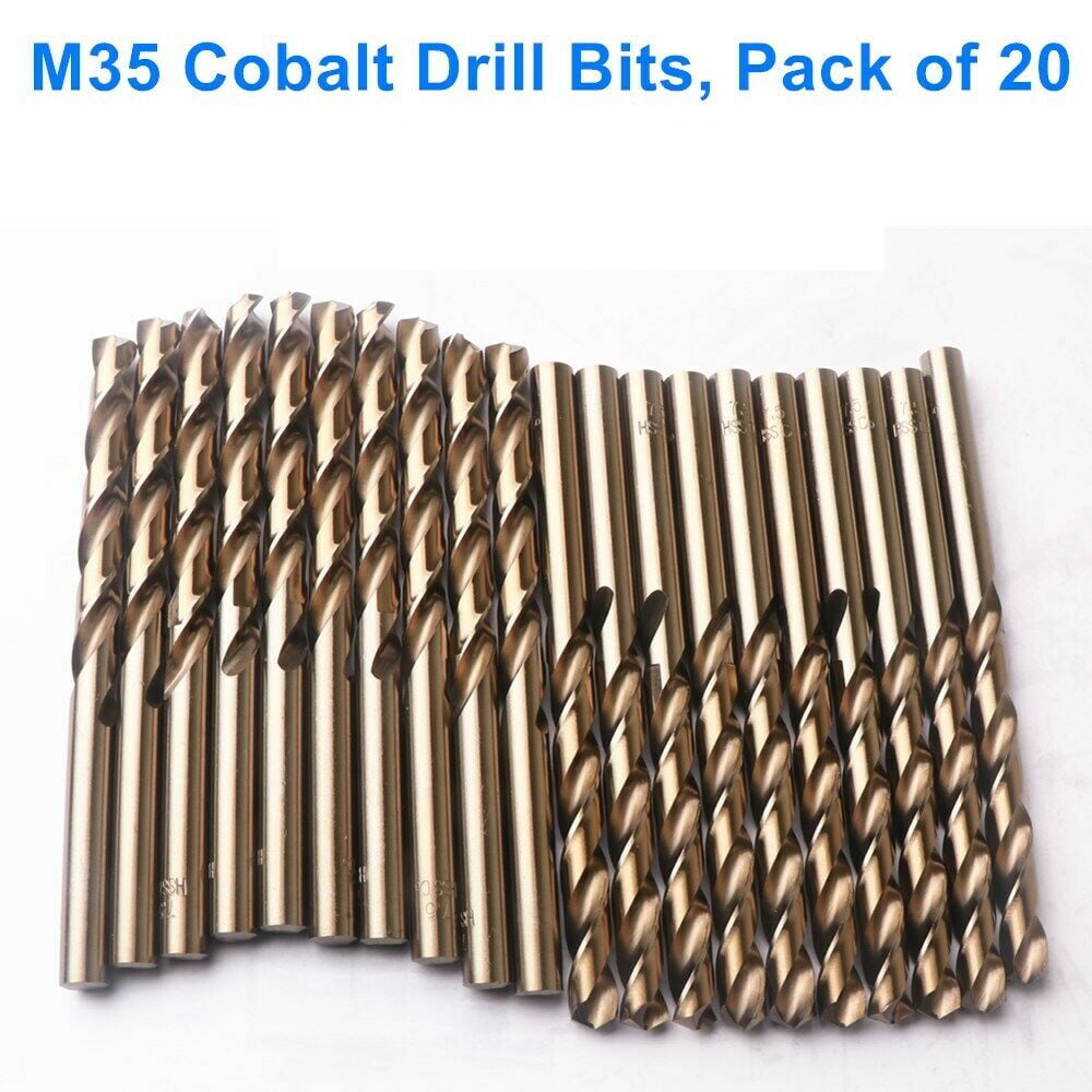 20pcs 1/8" Shank M35 Cobalt Twist Drill Bits For Drilling Stainless Steel