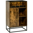 thumbnail image 1 of HOMCOM Industrial Wine Rack Cabinet for 4 Bottles with Tempered Glass Top, Adjustable Shelves, Rustic Brown, 1 of 10