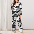 thumbnail image 3 of Bingfone Womens Pajama Sets Skull And Palm Leaves Print,Long Sleeve Loungewear Pajamas Set-Small, 3 of 9