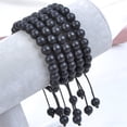 thumbnail image 2 of Natural Healing Power Gemstone Crystal Beads Unisex Adjustable Macrame Bracelets 8mm,Matte Onyx, 2 of 4