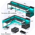thumbnail image 3 of L Shaped Gaming Desk, Home Office Desk with File Drawer & Power Outlet, Gaming Desk with LED Lights, Corner Computer Desk, Black, 3 of 7