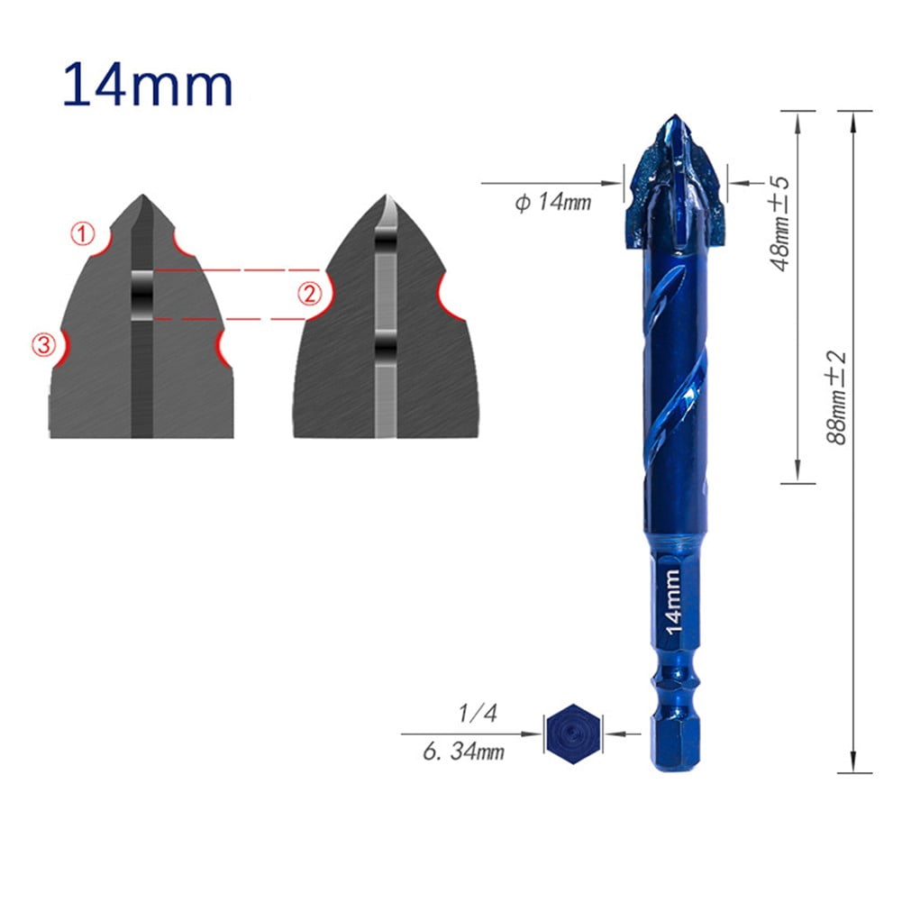 yaaqii 10pcs Masonry Drill Bit Set Eccentric Drill Bits for Glass Tile Wood Punching