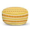 thumbnail image 1 of Argyle Pouf Cover with Zipper, Monochrome Style Retro Pattern with Rhombuses, Soft Decorative Fabric Unstuffed Case, 30" W X 17.3" L, Mustard Dark Peach, by Ambesonne, 1 of 5