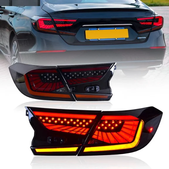 Woudy Smoked LED Tail Lights Assembly, for Honda Accord Sedan 2018-2022, Sequential Turn Signal Brake Reverse Running Light