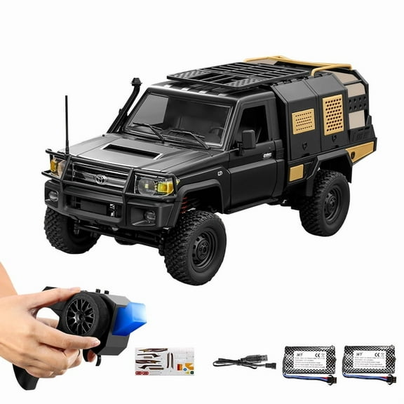 1/12 Scale RC Crawler, MN-82S LC79 RTR RC Truck 4x4 Off Road Vehicles 2.4GHz RC Rock Crawler Car with LED Lights, 7.4V 1200mAh Battery for Adults Hobby Toys (Black)