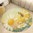 thumbnail image 4 of Happy Cute Bees Soft Bedroom Round Area Rug, Washable Cute Nursery Circle Throw Mat, Non-Slip Contemporary Small Low Pile Floor Carpet for Dorm Bedside, 4 of 6