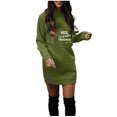 thumbnail image 1 of Long Sweater Dress,女装休闲长袖圆领对比色针织衫, 1 of 8