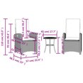thumbnail image 4 of vidaXL 3 Piece Bistro Set with Cushions Grey Poly Rattan, 4 of 5