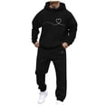 thumbnail image 3 of Jinhomg Mens Holiday Outfit Sets 2 Piece Valentine's Day Sweatsuits Big and Tall Comfy Long Sleeve Hoodies with Elastic Waist Joggers Limited Time Black XXXL, 3 of 6