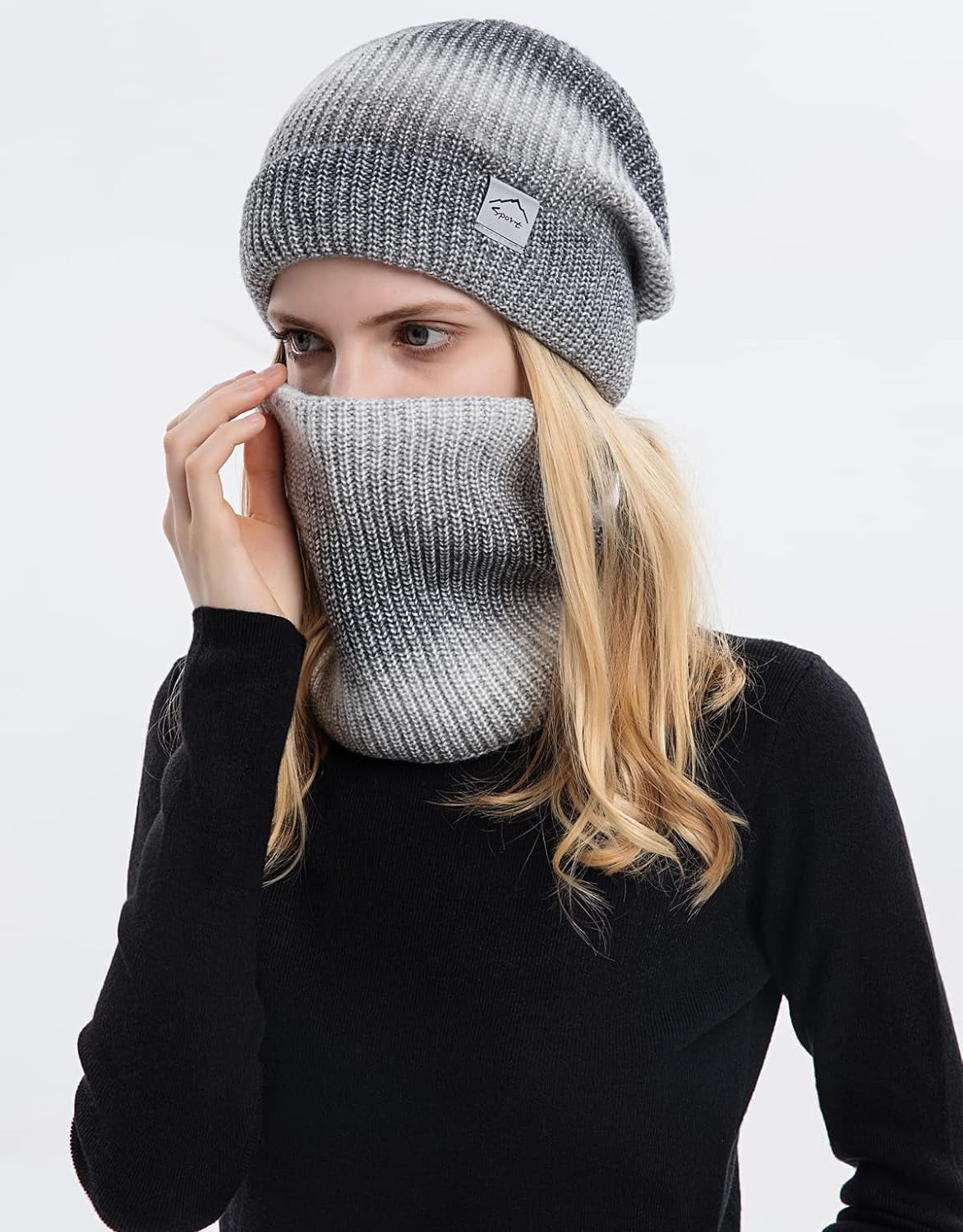 Zhengup Women Winter Beanie Hat with Face Shield Peruvian Circle Scarf Set Sherpa Ski Ear Flaps Hats Fleece Lined