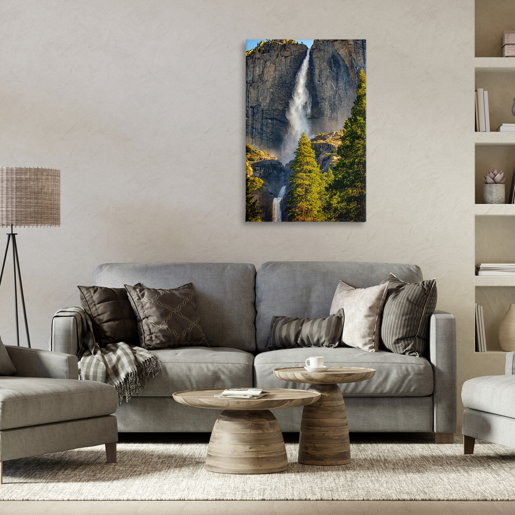 Stupell Industries Waterfall Between Cliffs Landscape & Nature Photography Wrapped Canvas Art Print Wall Art, 24 x 36