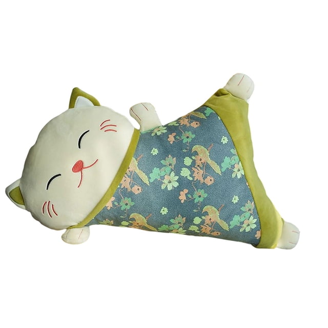 DOLITY Coussin de Siège Chat Porte-Bonheur Coussin de Dos de Canapé Amovible Multi-Usage Vert