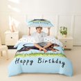 thumbnail image 2 of Homewish Cute Dachshund Dog Twin Duvet Cover,Happy Birthday Print Twin Bedding,Blue,Purple Balloon Decor,Polkadot Reversible,2 Pieces,1 Duvet Cover and 1 Pillowcase, 2 of 6