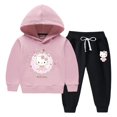 thumbnail image 3 of Hello kitty moda dibujos animados Otoño/Invierno niños suéter con capucha + pantalones casuales niños grandes más ropa gruesa de terciopelo cálido invierno, 3 of 5