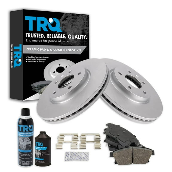 TRQ Front Ceramic Brake Pad & Coated Rotor Kit w/Chemicals for Buick Chevrolet BKA24627