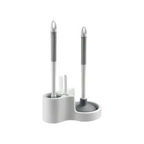 CuiLiyq Toilet Brush and Plunger Set, 4 In 1 Toilet Bowl Brush and Holder with Crevice Cleaning Brush, Wall Mounted Household Bathroom Cleaning Tools Combo (White Gray)
